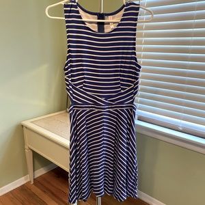 Blue/white striped dress with cut outs - Medium